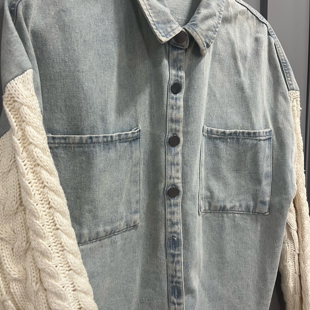 Denim Knit Shacket - Picture 4 of 5